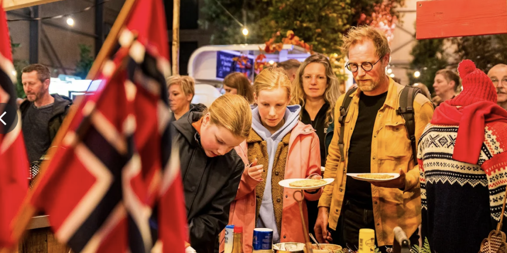 Norsk sider i Nederland Foolk ved siderboden til Norge